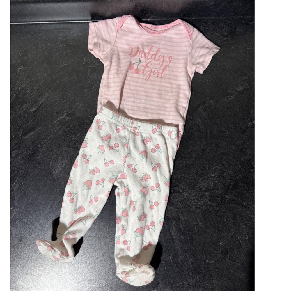 Kyle & Deena Baby Girl 6-9M Daddy's Girl Bodysuit Fruit-Print Footed Pants Cute